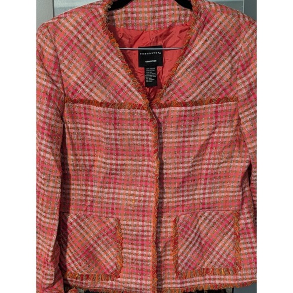 Doncaster Collection Pink Plaid Tweed Jacket‎ Fringed Career